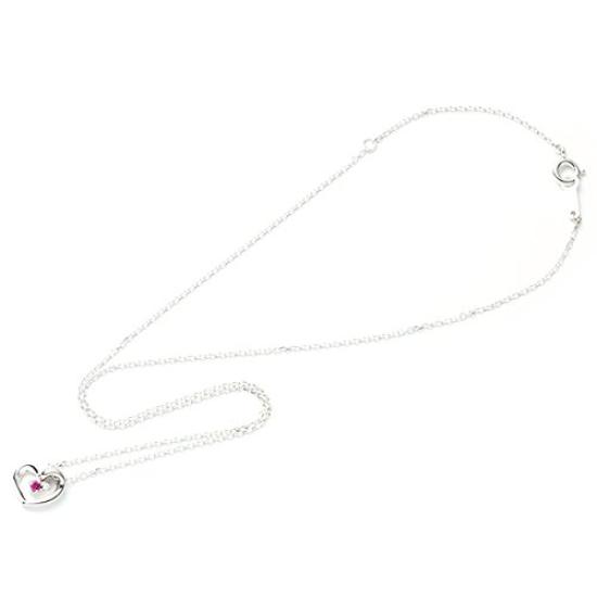 Gift Wrapped Open Heart Pendant Necklace with July 4C [Set] 4℃ Women's Ruby, Birthstone, (111614121813)