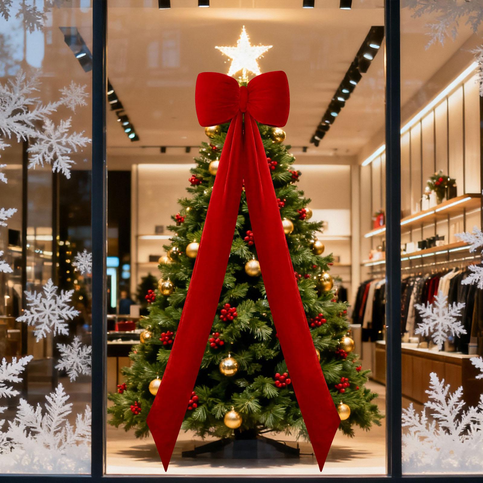 

150cm Christmas Bow Decorations, Christmas Window Decorations, Velvet Bow Ornaments One Size