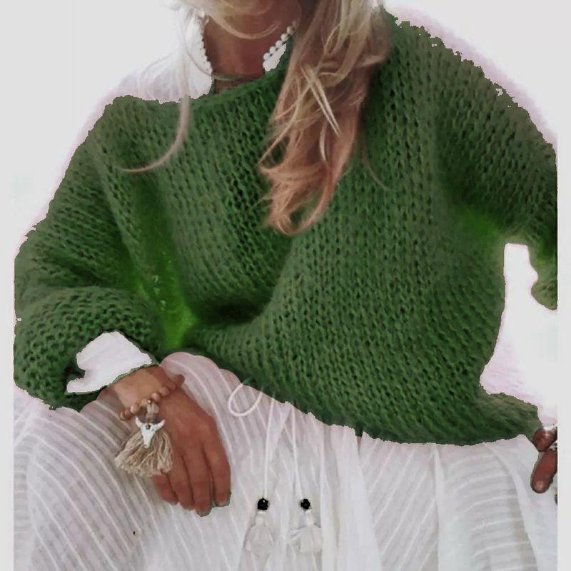 Mohair Sweater for Women, European and American Autumn and Winter Knitted Top, Fashionable Casual Amazon Sweater, Cross-Border Women's Clothing