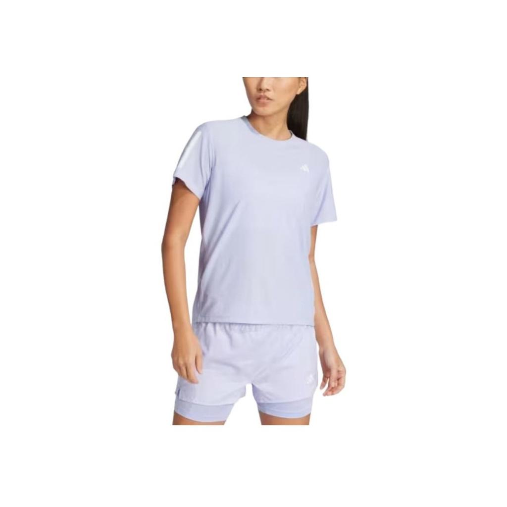 Adidas Own The Run Moisture Wicking Crew Neck Short Sleeve Regular T-Shirt Women Tops Purple JD6435
