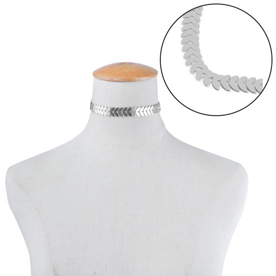 Choker Leaf Design Collar Chain Alloy Punk Women Choker Necklace Jewelry for Party