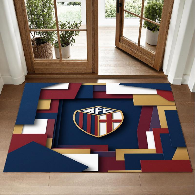 Bologna FC Design Crystal Velvet Rug Soft Decorative Mat for Bedroom Entrance