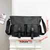 Square Messenger Bag Solid Color Nylon Shoulder Bag Casual Men Crossbody Bag  Hiking