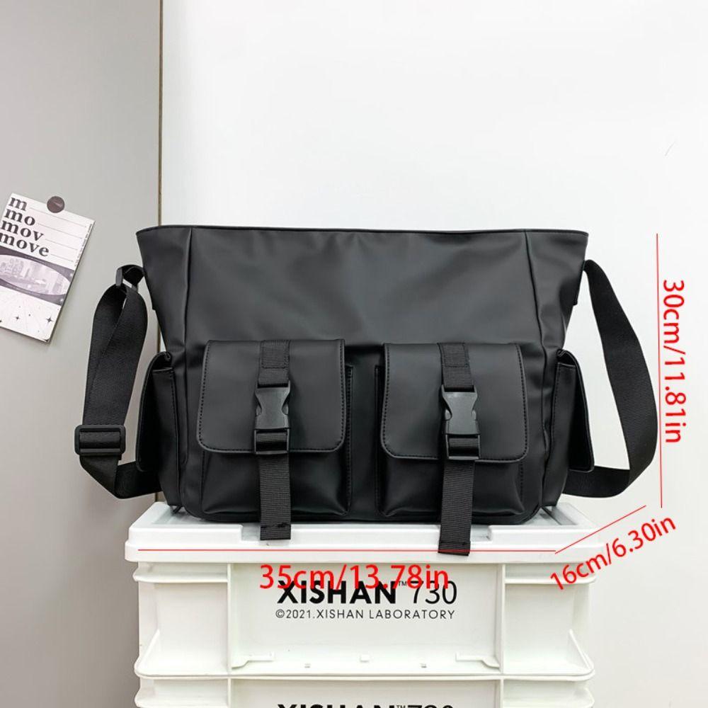Square Messenger Bag Solid Color Nylon Shoulder Bag Casual Men Crossbody Bag  Hiking