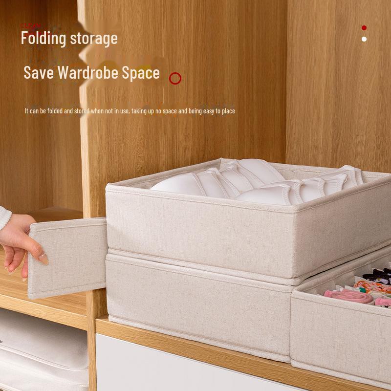 Tianshan Cotton & Linen Washable Storage Box for Bras, Underwear, Panties, and Socks