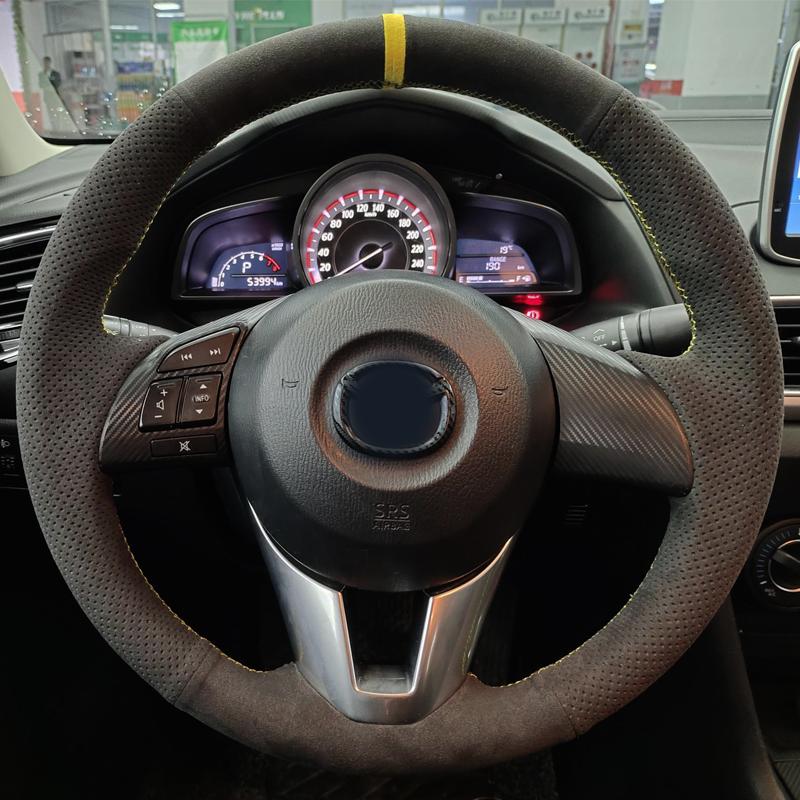 Customize Car Steering Wheel Braid Cover Black Soft Suede For Mazda 3 Axela Mazda 6 Atenza Mazda 2 CX-3 CX3 CX-5 CX5 Scion NH9