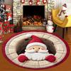 Christmas 3D Rug Optical Illusion Santa Claus Round Floor Mat Non-Slip Xmas Santa Door