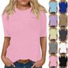 Women's Casual Daily Round-neck Mid-sleeved Solid Color Top With Pockets