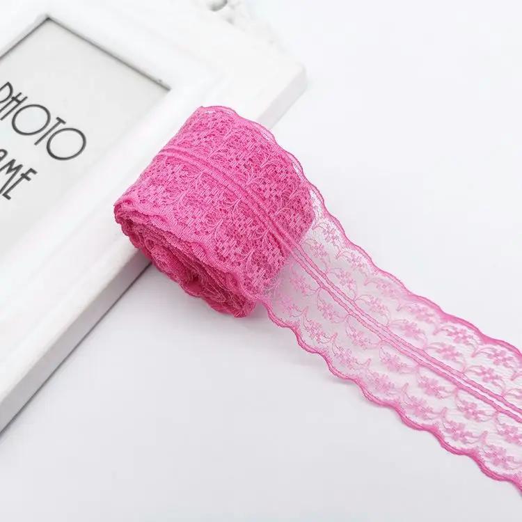 10Meters/Roll 4.5CM Red Black Blue Embroidery Lace Ribbon DIY Apparel Sewing Fabric Wedding Christmas Halloween Gift Decoration