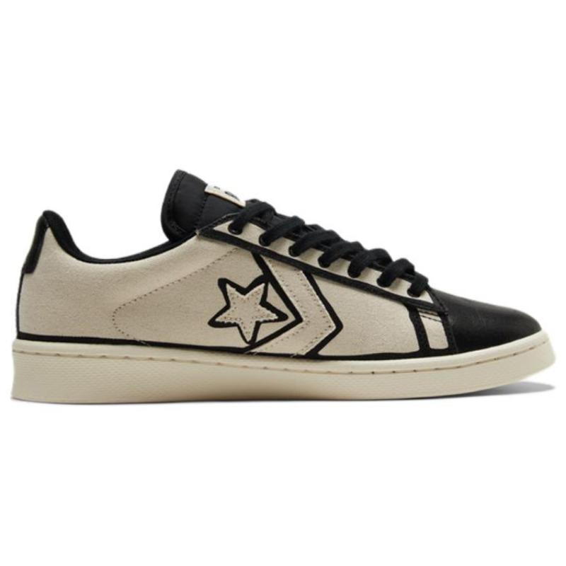 Joshua Vides x Converse Cons Pro Leather Canvas Leather Low-top Skate Shoes Unisex Off-white and Black