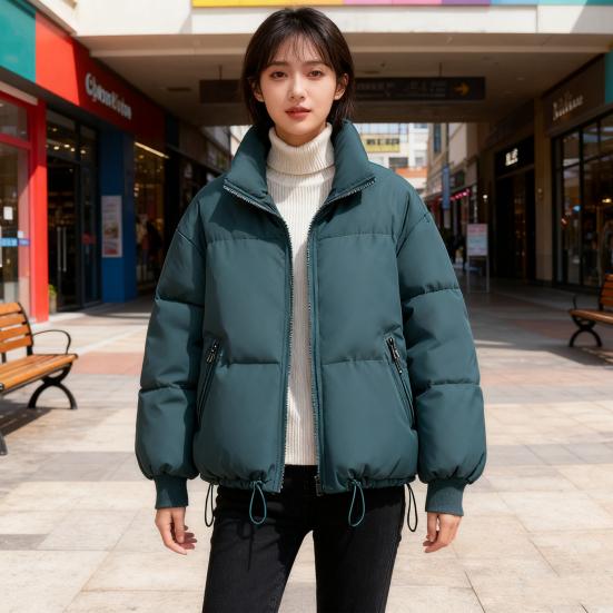 Women's Quilted Puffer Jacket Casual Baggy Zip Up Padded Down Coat Winter Thick Warm Outerwear with Pockets