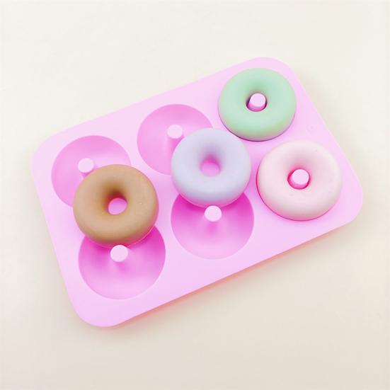 Silicone Donut Mold for DIY Cake Chocolate 6-Cavity Food-Grade Non-Stick Baking Tray Easy-Release Heat-Resistant Bakeware for Mousse Jelly Soap
