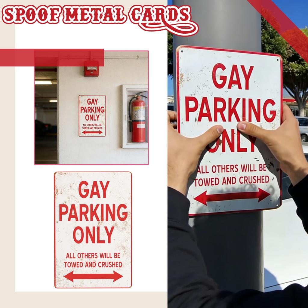 Retro Abgenutzte Metall Schilder mit lustigem Parkplatzmotiv und kreativen, humorvollen Textdesigns. Ideal für Bars, Garagen, und Wände. Und -widerstandsfähiges Metall,