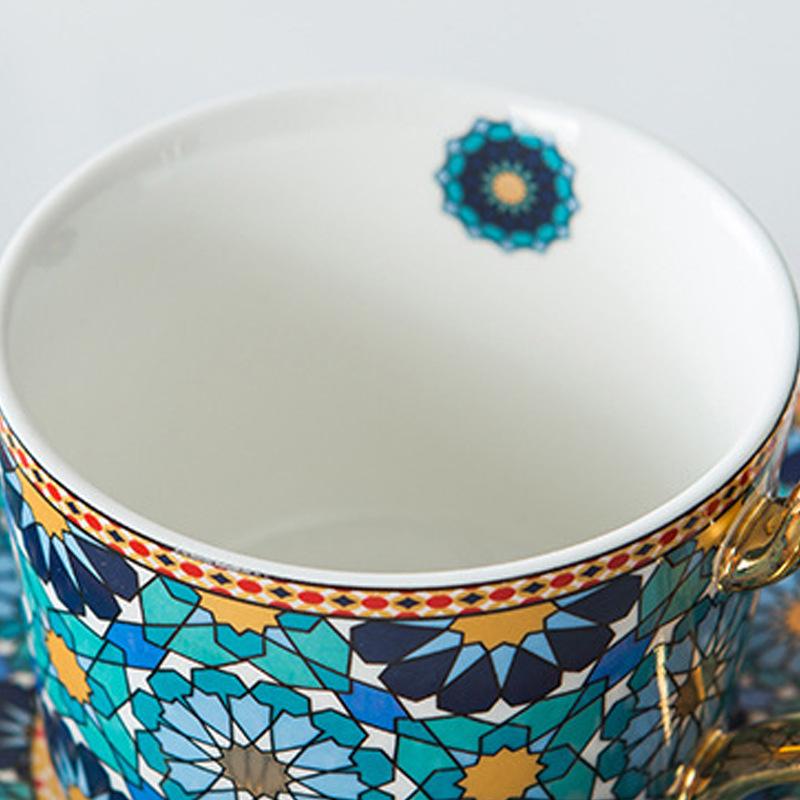 Moroccan Style Luxury Coffee Afternoon Tea Cup Ceramic Cup and Saucer Set Exquisite Cappuccino Coffee Milk Breakfast Cup 250ml