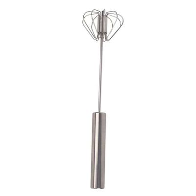 Stainless Steel Egg Whisk Semi Automatic Egg Beater Hand Push Rotating Whisk Mixer for Blending