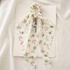 Women Hair Tie Floral Print Long Ribbon Chiffon Fabric Hair Rope Bun Half-Tied Hairstyles Ponytail Holder Hair Accessory