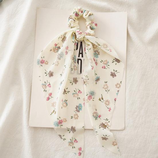 Women Hair Tie Floral Print Long Ribbon Chiffon Fabric Hair Rope Bun Half-Tied Hairstyles Ponytail Holder Hair Accessory