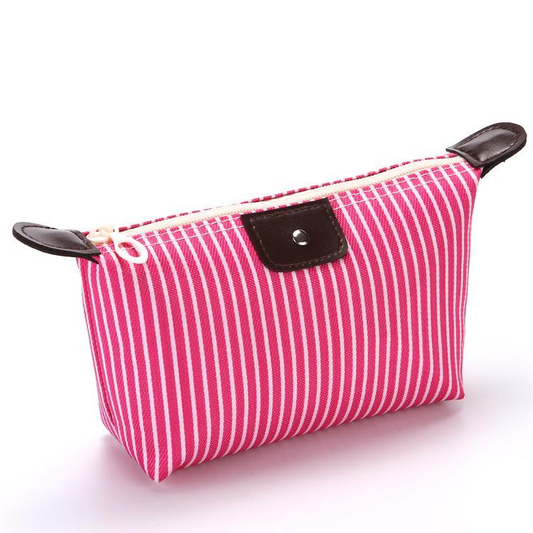 Korean Style Striped Dumpling Foldable Makeup & Toiletry Travel Bag