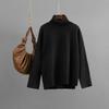 Dame Casual Løs Og Allsidig Høst Og Vinter Pullover Høy hals Ensfarget Genser Topp For Damer