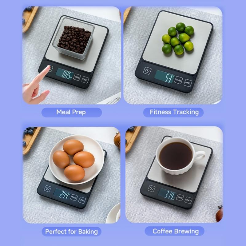 MultiUnit Kitchen Scale 10kg/22lb Weighing Scale Baking Scale for Baking and Cooking with Tare Function and LCD Screen