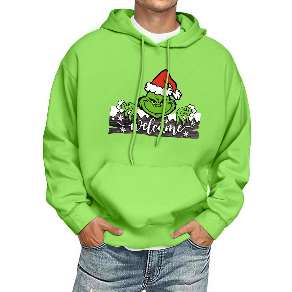 Men's Print Hooded Sweatshirt Long-Sleeve Casual Pullover Hoodie Hooded Sweatshirt