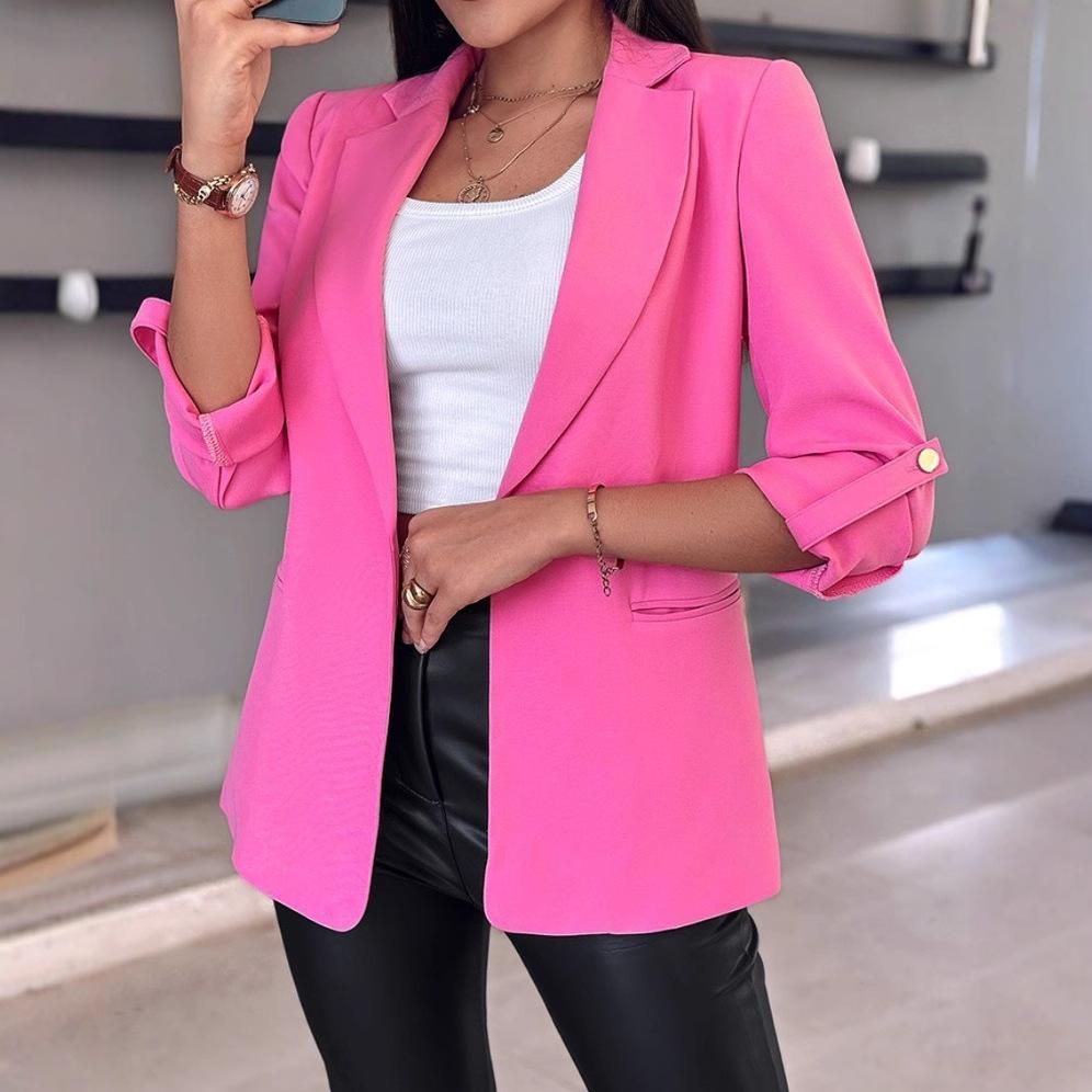 Women's Elegant White Blazer Jacket with Multiple Color Options - Slim Fit Formal Office Wear