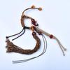 Woven Tibetan Glaze & Gold Sandalwood Beads with Bull Rope Support