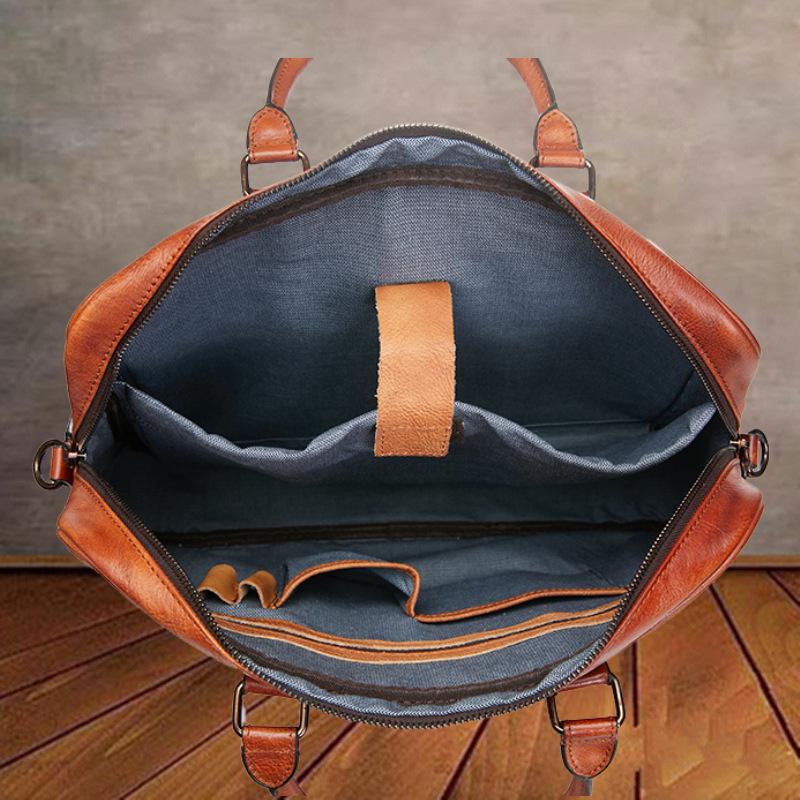 Genuine Leather Men's 15-Inch Crossbody Briefcase and Laptop Bag