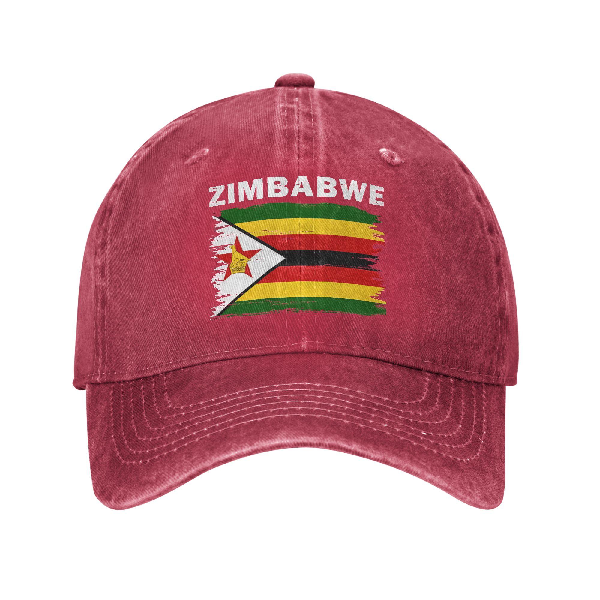 Summer Zimbabwe Flag National Baseball Cap Sun SunProof Custom Logo Washed Trucker Hat FeUnisex Unisex Cool Hippie Snapback Cap One Size