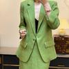 Nanyou Women's High-End Linen Blazer & Wide-Leg Pants Set - Autumn Collection