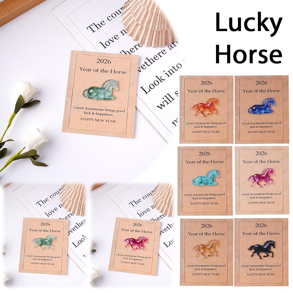 Hot With Card Lucky Crystal Horse Hand-Carved Mini Figurine Horse Size Decorative Gift Statue Crystal Mini Decor C7S5