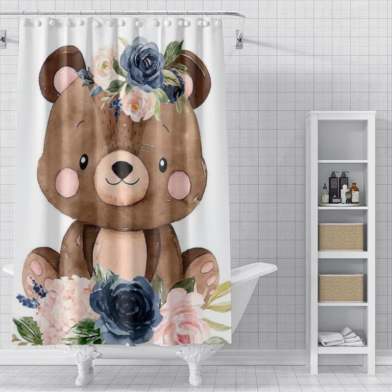 Panda Rabbit, Cat, Lion, Animal Shower Curtain Waterproof Cloth Bathroom Curtain Anime Animal Style Modern Shower Curtain