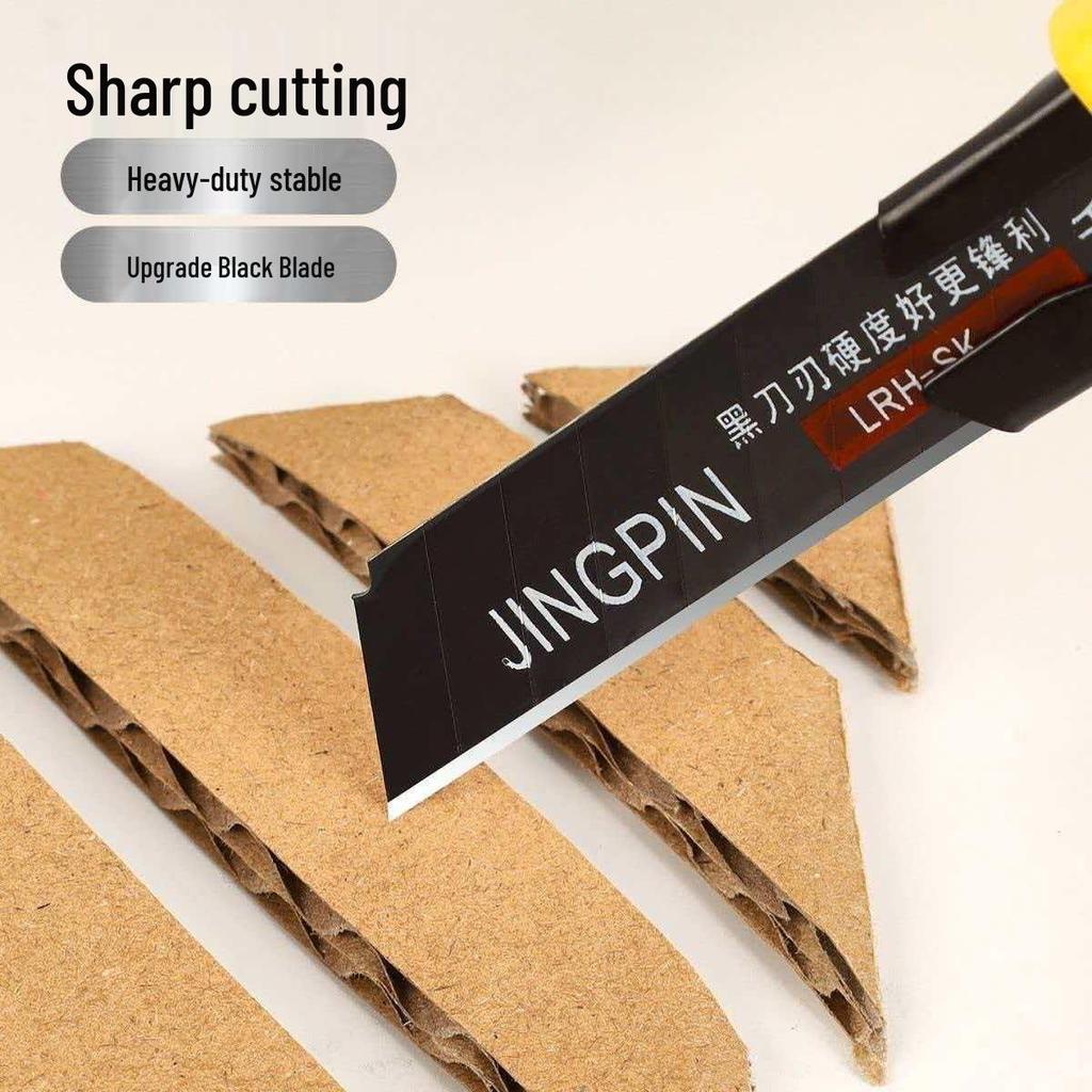 18mm All-Black Blade Utility Knife - Sharp, Durable Wallpaper & Paper Cutter with Thick ABS Handle