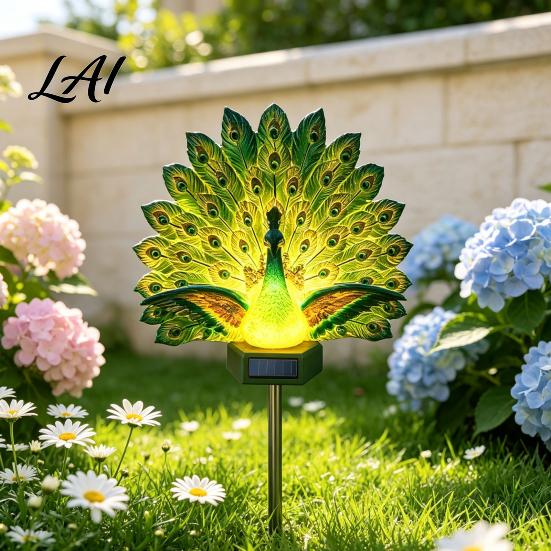 Solar Powered Path Light Peacock Garden Statue Outdoor Lighted Sculpture Waterproof Unique Mother's Day Gift LED for Patio Lawn Yard Pathway