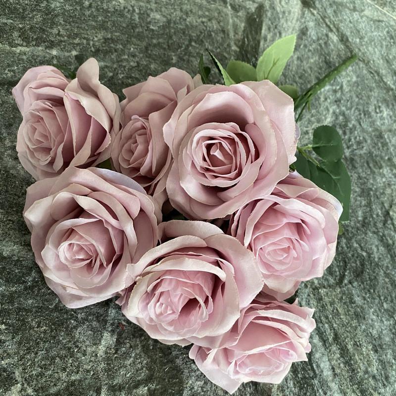 7 Silk Branch Realistic Artificial Roses Wedding Photography Props Decor Home