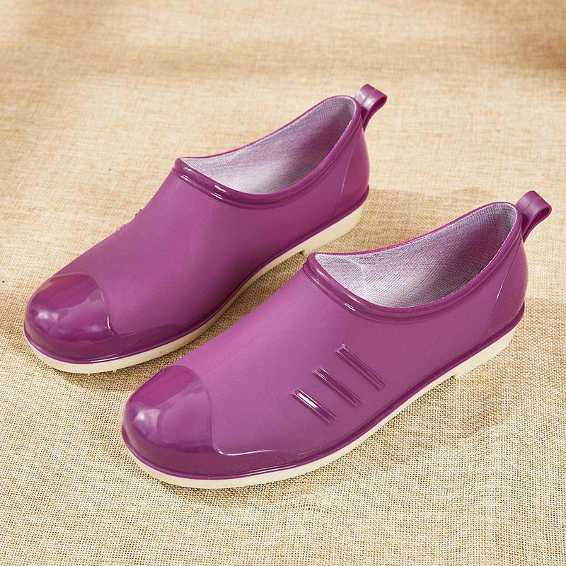 Neue Frühjahrs- und Herbstschuhe Damen Barren flacher Mund flacher Boden rutschfest warm integrierte Gummischuhe ultraleicht weiche Arbeit Wasserschuhe