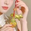 Pure 999 Gold Filigree Enamel Copper Gourd Keychain: High-End Bag Charm & Business Gift for Couples