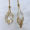 Crystal Cage Necklace Fashionable Metal Chain Neckwear Women Men Collecting Stone Holder Neckchain Jewelry Silver/Gold