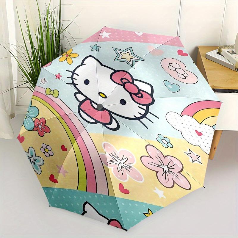 

Hello Kitty, Pastel Automatic Open/Close Umbrella-Cute Umbrella with Cute Design, Portable 3-Fold Compact Umbrella for Men & Women, Hallowee