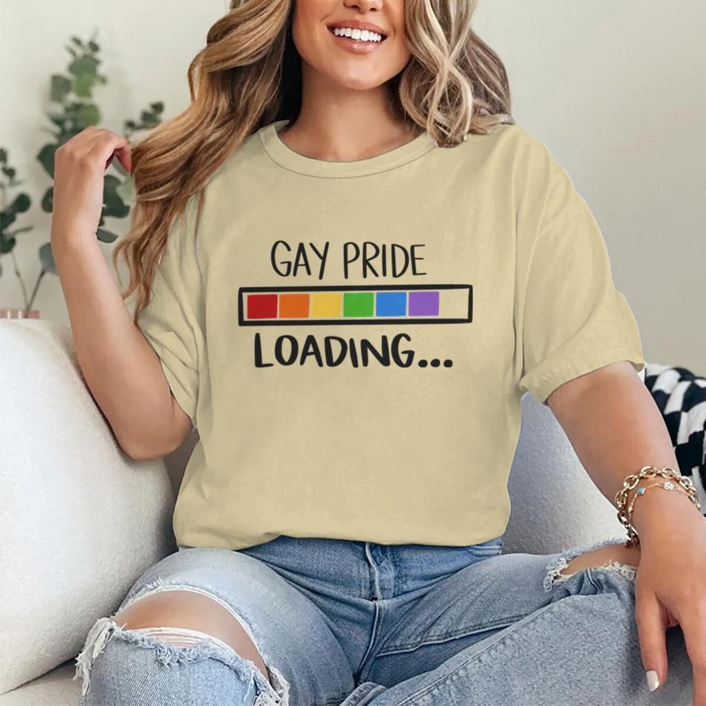 Gay Pride Loading Print T Shirts Casual Summer LGBT Women Men Tshirts Short Sleeve Lesbian Bisexual GAY Streetwear Gifts