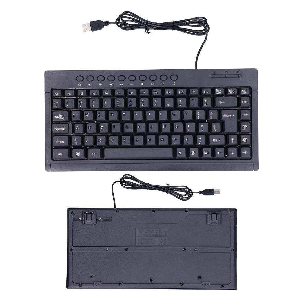 Small Size 87 Keys Wired Keyboard Ultra-Thin Quiet Keys Mini Keyboard Black Color Plug and play Mechanical Keyboard Home Office