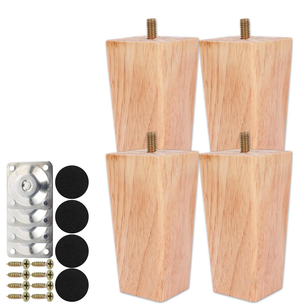 Pieds de Meubles en Bois Naturel Massif Pieds de Table Canapé Meubles de Rangement Pieds de Lit Table Chaise Remplacement Augmenter la Hauteur Pieds 6/15/20cm