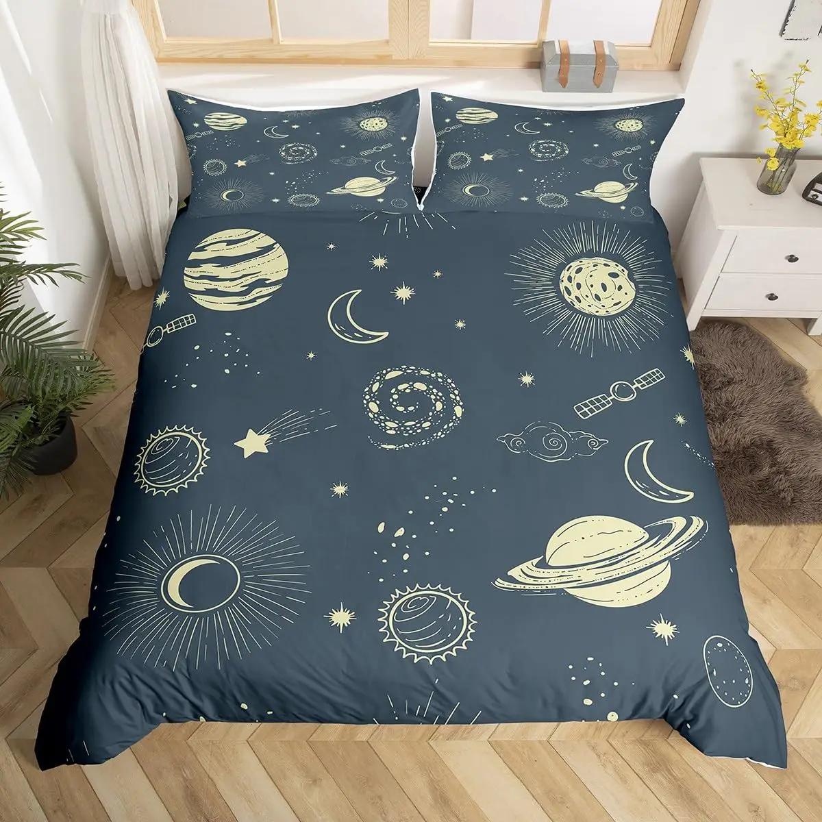 

Comforter Sun And Moon Boho Mysterious Galaxy Comforter Hippie Bohemian Gothic Bedding Set Twin Queen King Comforter (quilt)-EU Single(135*200cm)3pcs