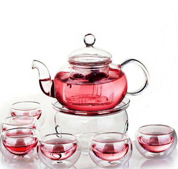 8-Piece Heat-Resistant Borosilicate Glass Tea Set with Flower Teapot – Perfect for Business Gifts