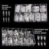 Long Fake Nails Clear Acrylic Nail Tips Almond/Stiletto Shaped False Nails 500pcs Full Cover Artificial Nails with Case