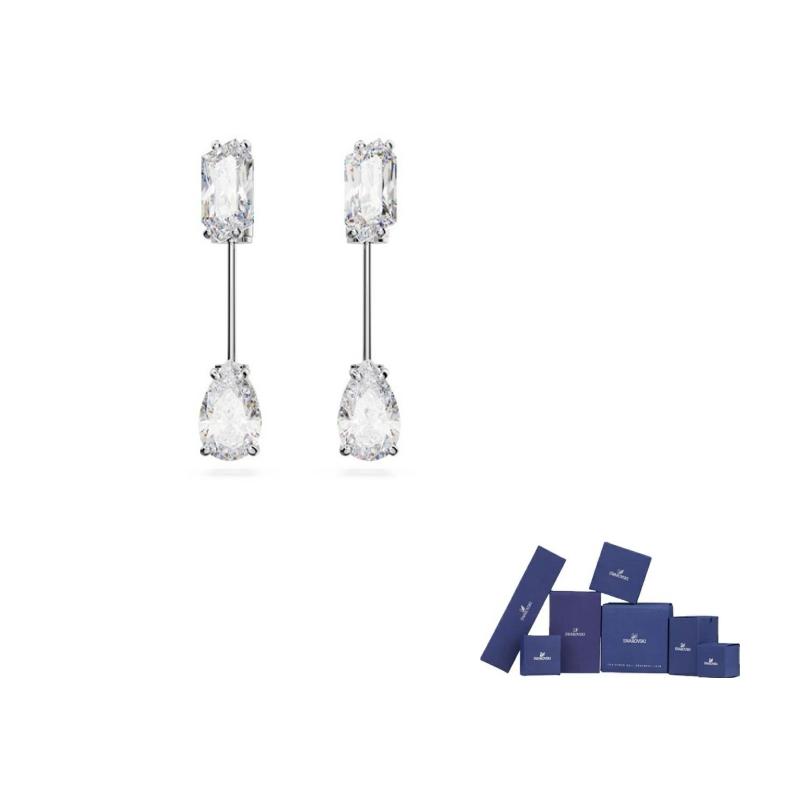 Swarovski Mesmera Rhodium plated Stud Earrings Womens Silver F-Silver - Original Brand Box