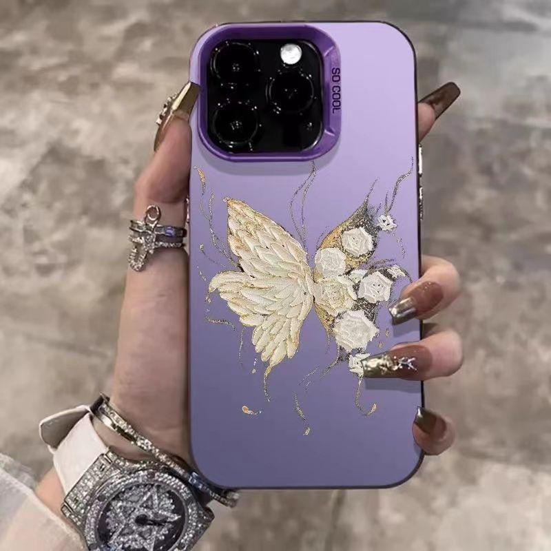 

Чехол для телефона Rose Butterfly для Apple iPhone16promax - мягкий силиконовый противоударный цветной креативный чехол для iPhone16/15/14/13/12/11/Pro/Promax/Plus/XS/XR Apple XR фиолетовый