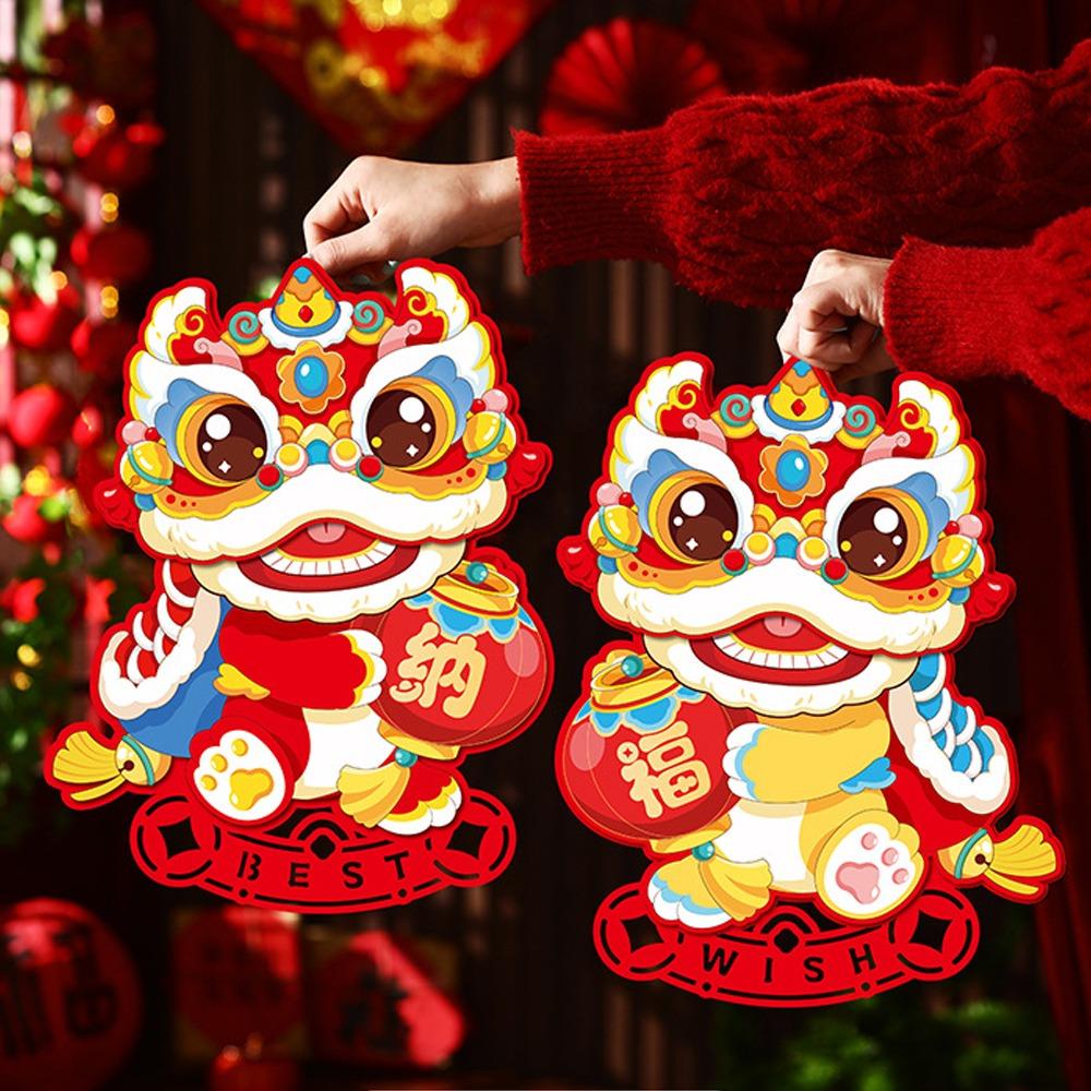 Chinese Lunar 3D Fu Character Door Sticker Cartoon Door Couplet Ornaments  Festive Celebration
