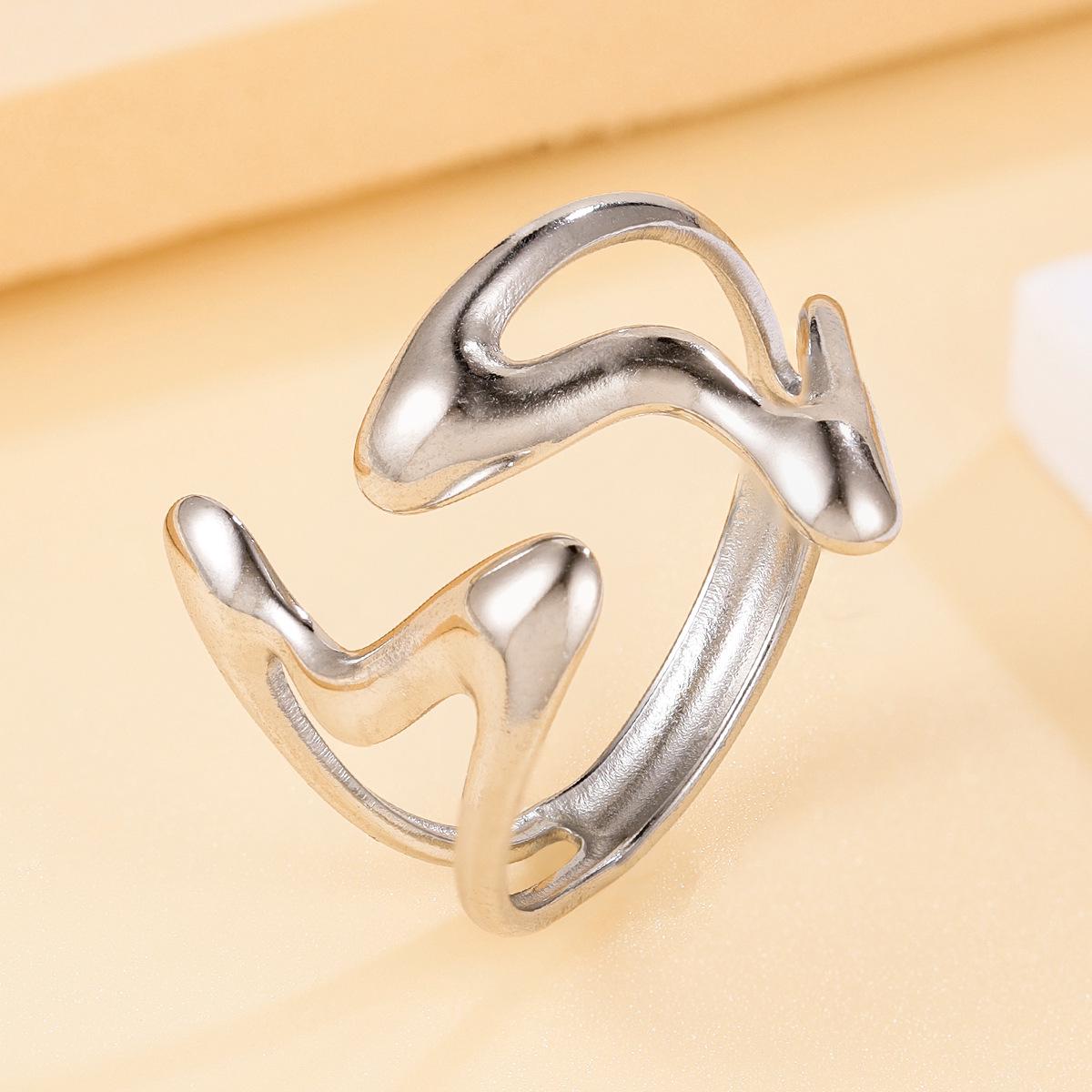 18K Gold Plated Geometric Stainless Steel Ring for Women