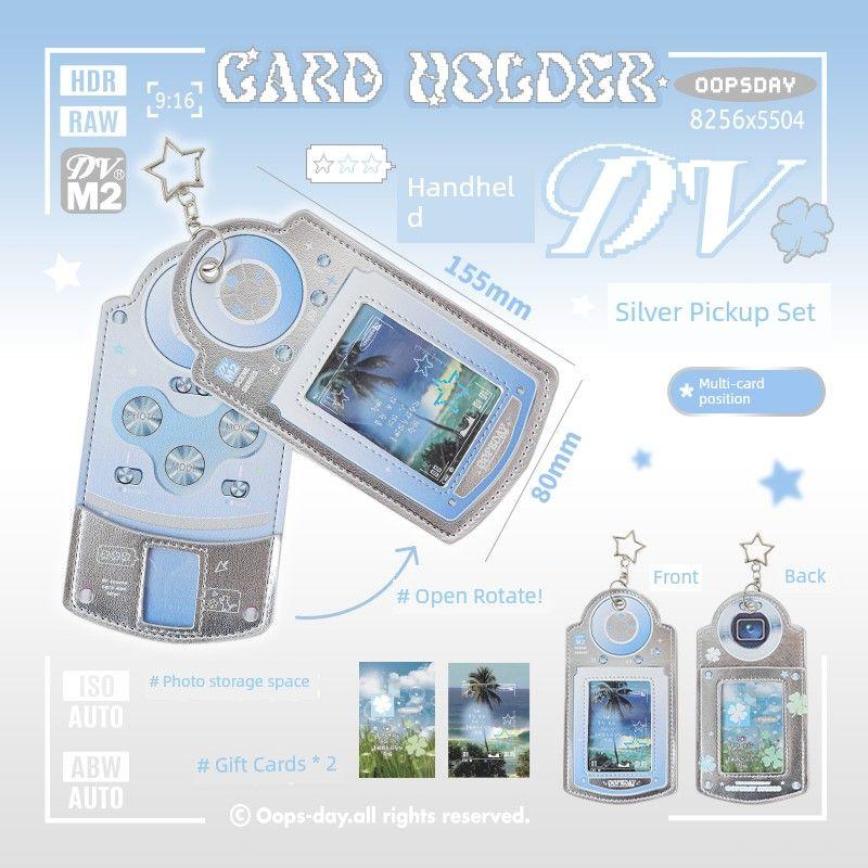 

Oopsday Silver Leather Card Holder School Card ID Card Protective Cover Star Chasing Mini Truck Bus Pass Student ID Meal Card Classy blue-blue